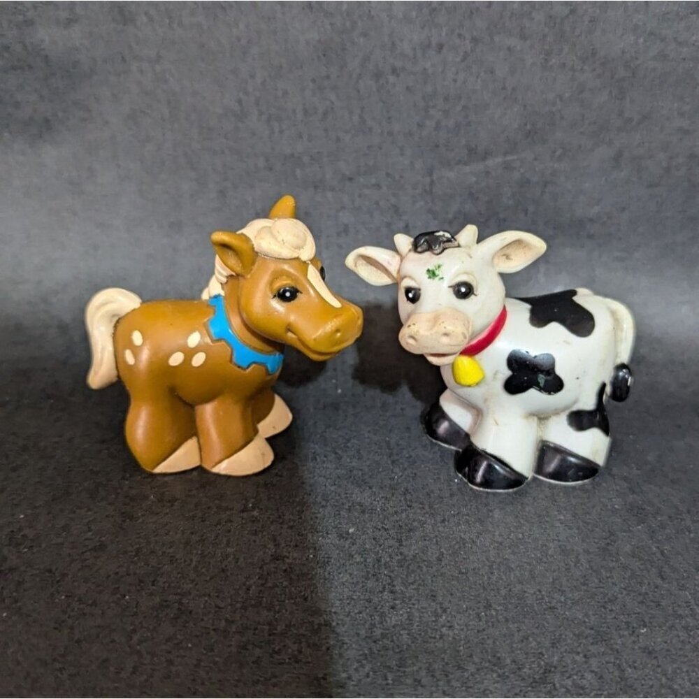 Brown & White Cow & Horse ‎ farm  animal toy  Set Of 2  3.5: